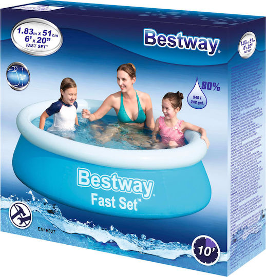Bestway Children's Round PVC Swimming Pool 940lt Inflatable 183x51cm Light Blue