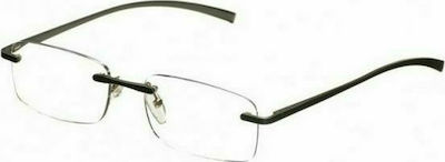 Silac 7097 Men's Reading Glasses +3.50 Black Metal 7097