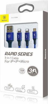 Baseus Rapid Series Geflochten USB zu Blitzschlag / Micro-USB Kabel 3A Blau 1.2m (CAMLL-SU13)