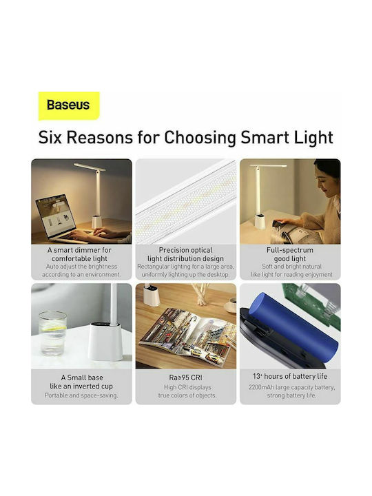 Baseus Smart Eye Series Rechargeable LED Office Lamp Foldable in White Color