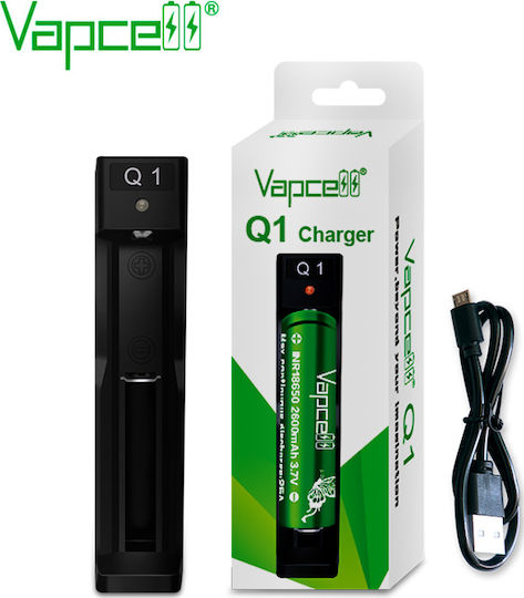 Vapcell Q1 USB Φορτιστής Μπαταριών Li-ion Μεγέθους 18650/21700