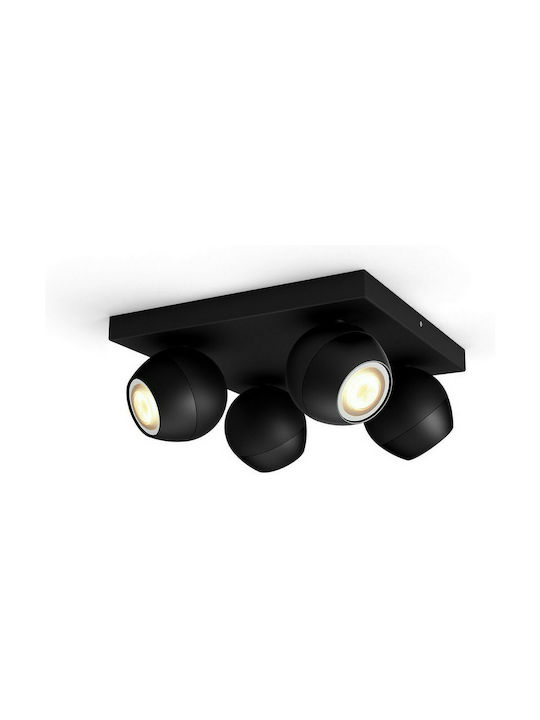 Philips Hue Buckram Spot with 4 Lights and with Socket GU10 in Black Color