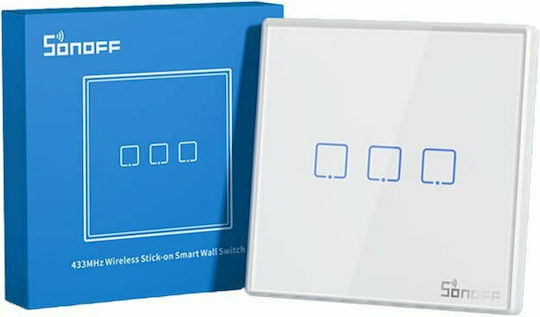 Sonoff RF-T2EU3C Wall-mounted Triple Touch Wall Switch with White Frame