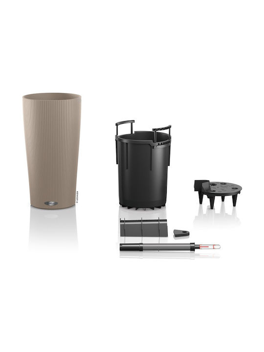 Lechuza Cilindro Self-watering Pot Plastic Sand Brown 21x21x41cm.