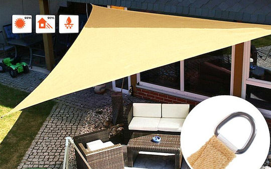 Grasher Ε220 Triangle Shade Sail Beige With Hoop 3.6m 180gr/m²