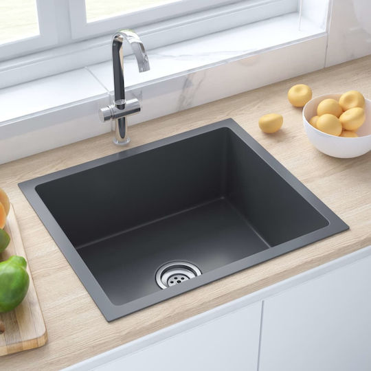 vidaXL Ένθετος Νεροχύτης Inox Brushed Μ51xΠ44cm Μαύρος