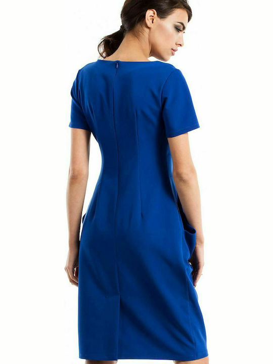 MOE M234 Midi Dress Short Sleeve Blue MOE234