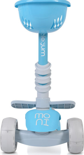 Moni Kids Scooter Bubblegum 3 in 1 3-Wheel with Seat for 3+ Years Blue