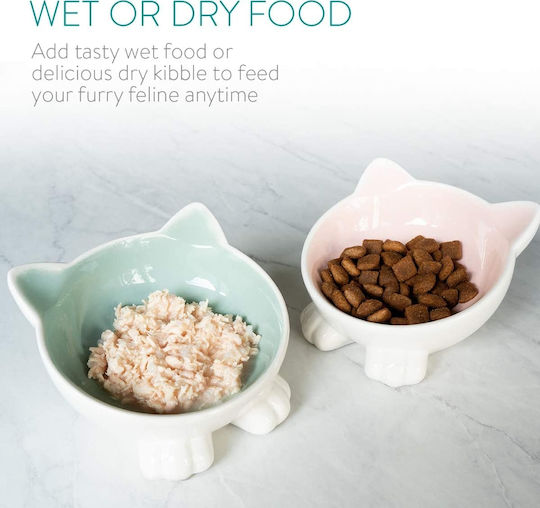 Navaris Ceramic Bowl Food & Water for Dog & Cat Multicolour 2pcs