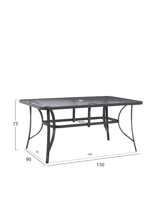 Outdoor Dining Set 7 Pieces Gray with Umbrella Holder