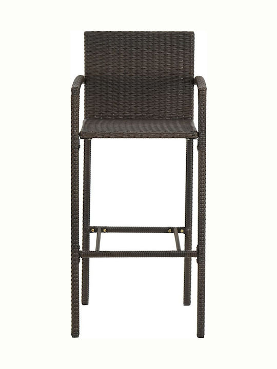 Σκαμπό Μπαρ Εξωτερικού Χώρου Rattan Καφέ 4τμχ 52x56x118cm