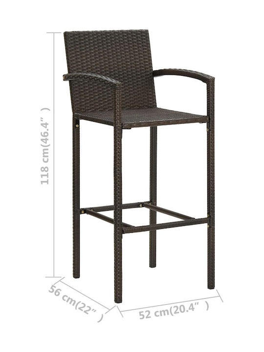 Σκαμπό Μπαρ Εξωτερικού Χώρου Rattan Καφέ 4τμχ 52x56x118cm