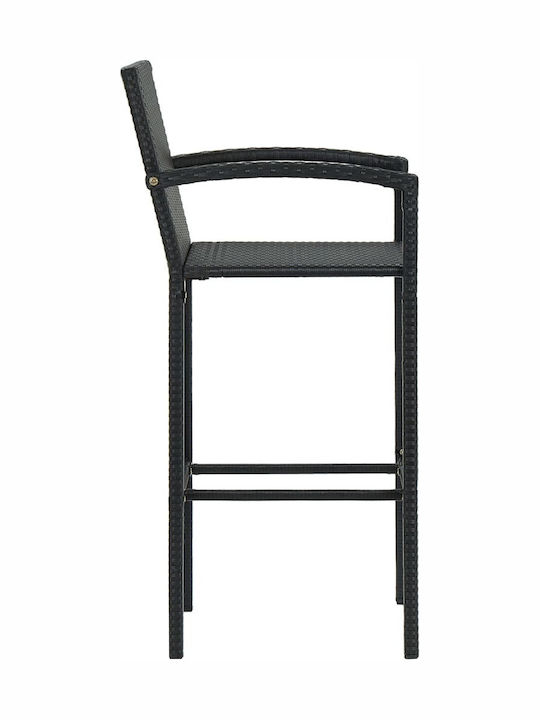 Σκαμπό Μπαρ Εξωτερικού Χώρου Rattan Μαύρο 4τμχ 52x56x118cm