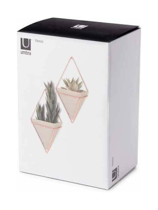 Umbra Set Wanddekorationen aus Keramik Trigg Small Grey/Copper 12x6.4x19cm 2pcs