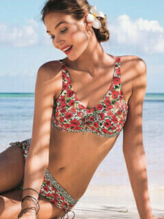 Top de bikini cu cupe căptușite Anita Mexicali, imprimeu roșu