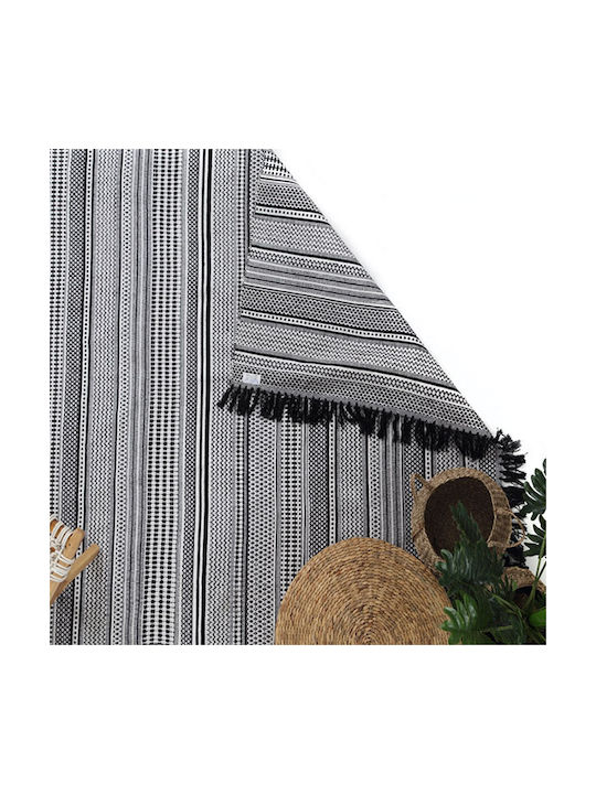 Royal Carpet Samaira Handmade Rug Rectangular Cotton with Fringes Black White