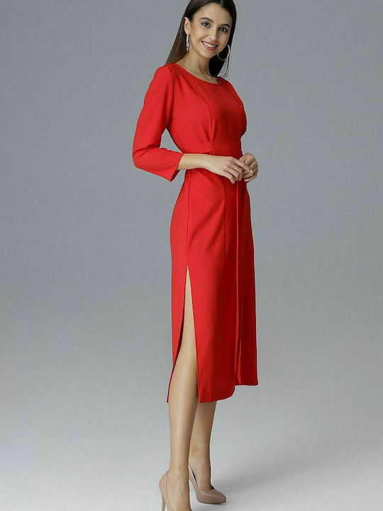 Figl M631 Midi Dress Long Sleeve Red 126025