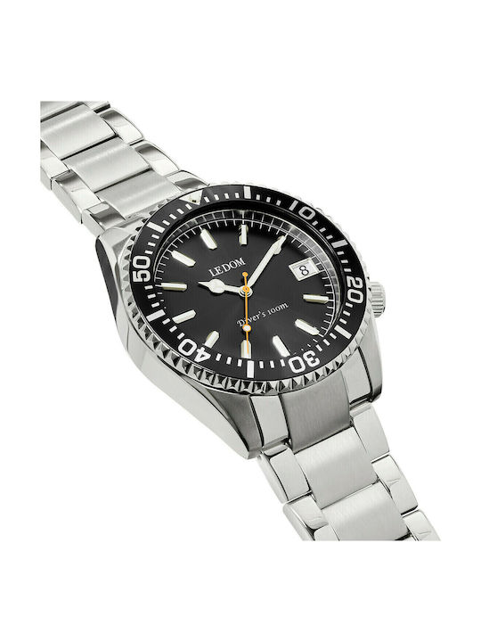 Le Dom Diver's Men's Watch 44mm Battery with Silver Metal Bracelet