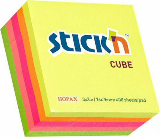 Stick'N Autocolante Hârtii de Notițe în Cub 400 Foi 7.6x7.6buc Neon