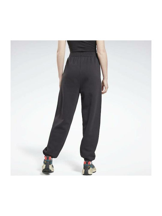 Reebok Hohe Taille Damen-Sweatpants Breit Schwarz Vlies