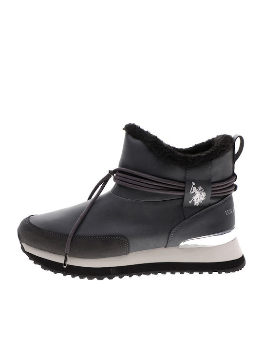 U.S. Polo Assn. Vanessa1 Wildleder Damen Knöchelstiefel mit Pelz Gray