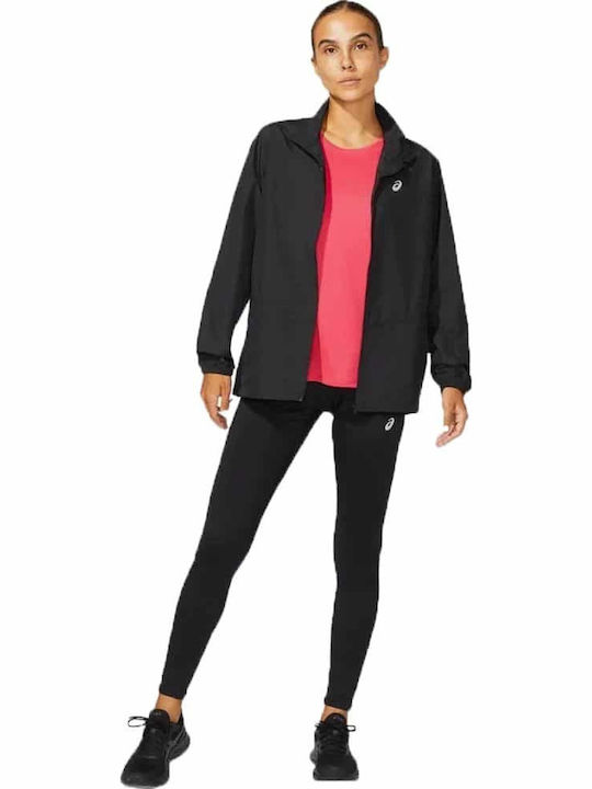 Women's Running Short Sports Jacket Waterproof and Windproof for Spring or Autumn Black