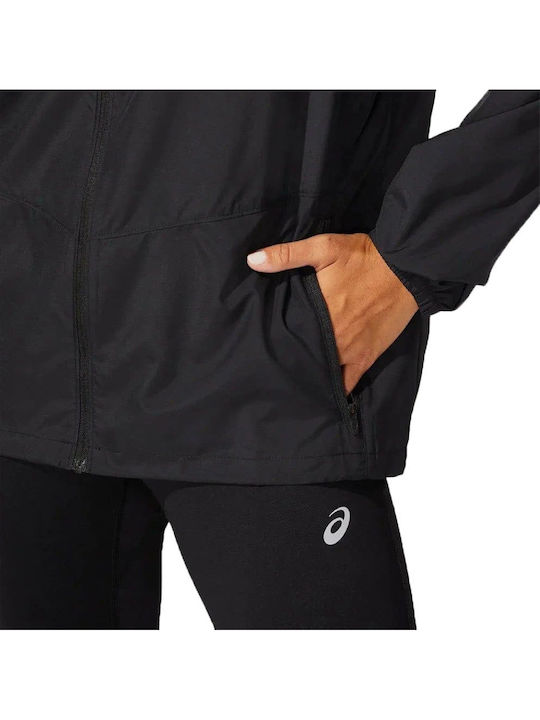 Women's Running Short Sports Jacket Waterproof and Windproof for Spring or Autumn Black