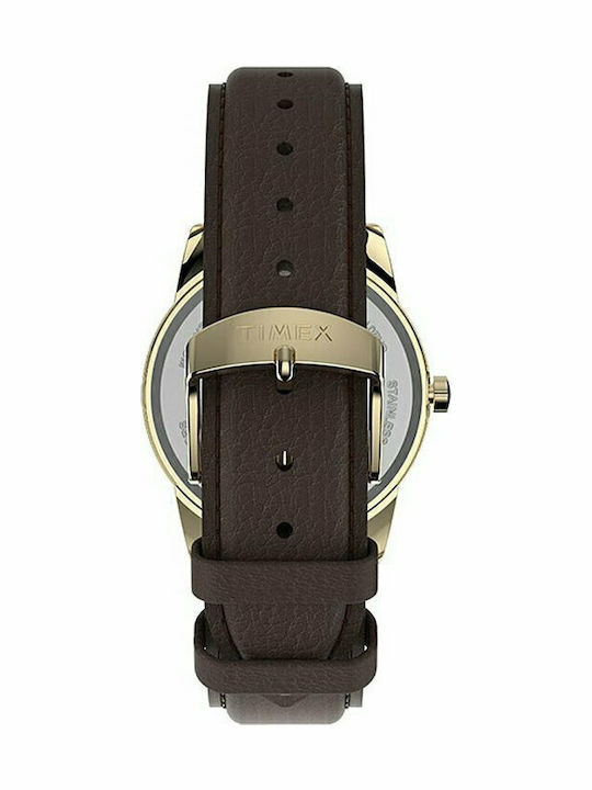 Timex Easy Reader Women's Watch with Brown Leather Strap