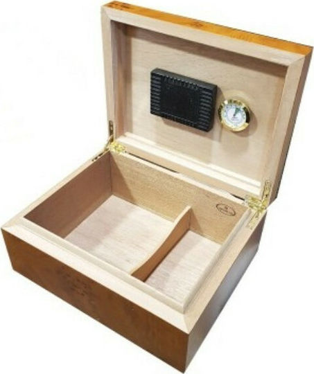 Sikarlan Natural Cigar Humidifier Wood Box for 50 Cigars with Hygrometer 27.2x22x11.2cm