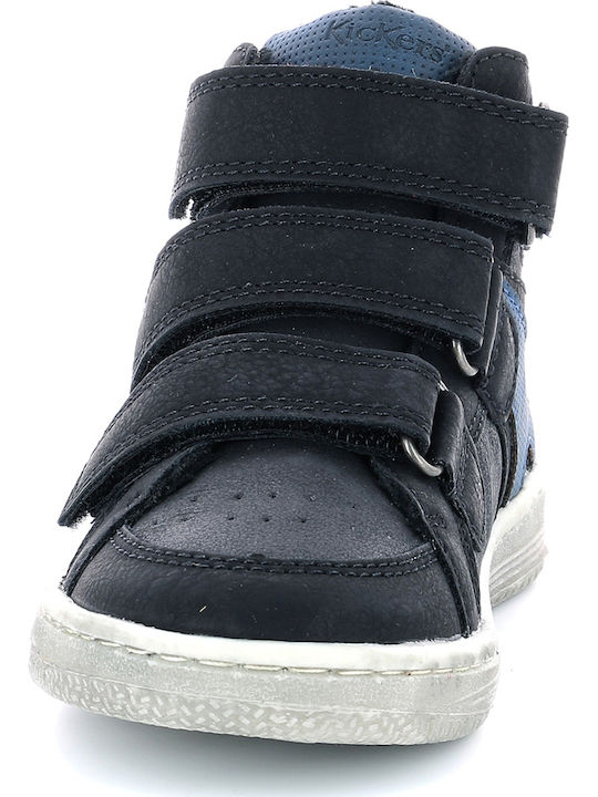 Lohan Παιδικά Sneakers High Ανατομικά με Σκρατς Navy Μπλε