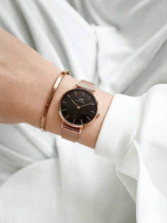 Daniel Wellington Petite Ashfield Women's Watch with Pink Gold Metal Bracelet