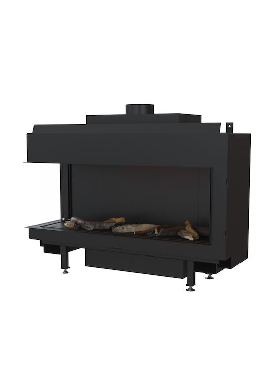 Kratki Leo L 100 G20 Ενεργειακό Τζάκι Αερίου 9kW Αριστερή Γωνία με Σταθερή Πόρτα