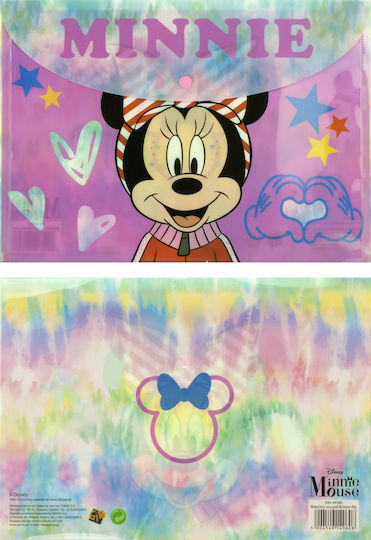 Gim Folder with Button for Paper A4 Pink Minnie