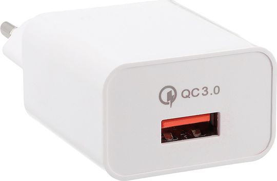 Lamtech Φορτιστής με Θύρα USB-A και Καλώδιο micro USB 18W Quick Charge 3.0 Λευκός (LAM021974)