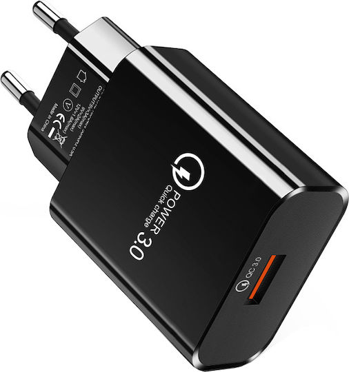 Lamtech Charger Without Cable with USB-A Port 18W Quick Charge 3.0 Blacks (LAM021943)