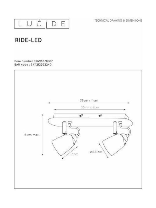 Lucide Lightning Spot with 10 Lights and with Socket GU10 in Black Color