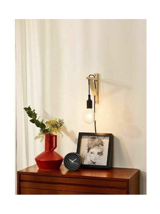 Lucide Lightning Vintage Lamp Wall Socket with Socket E27 and Switch Black 22cm