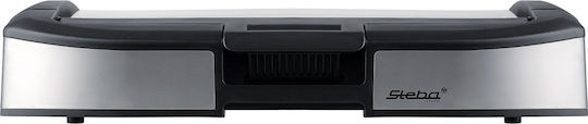 Steba Tabletop Electric Grill Smooth and Ribbed Plate 2200W with Lid and Adjustable Thermostat 40cmx29cmcm
