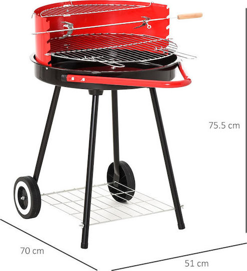 Outsunny Holzkohlegrill 67x67cm