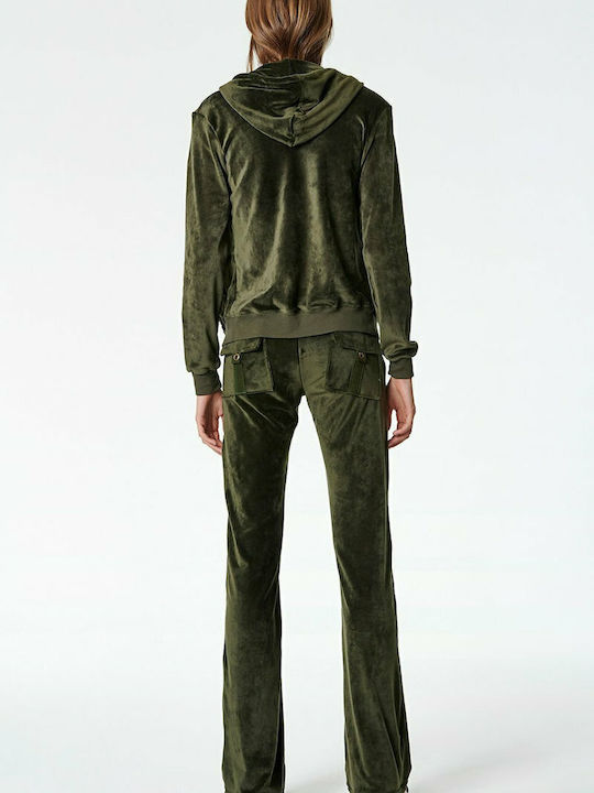 Women's Sweatshirt Jacket Velvet Hooded Khaki