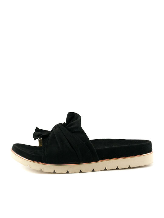 1666-M24 Women's Flat Sandals in Black Color