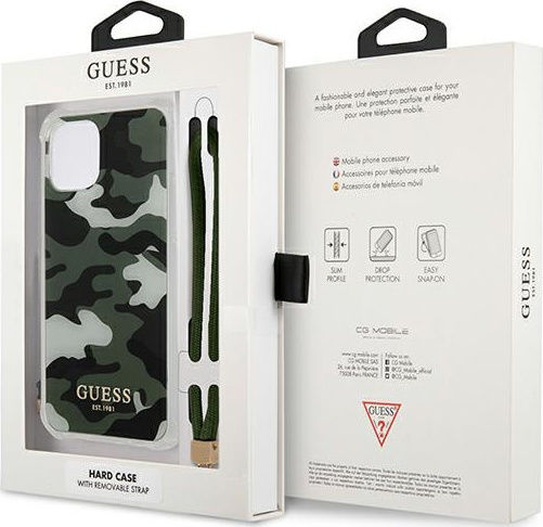 Guess Camo Задна корица Пластмаса Каки (iPhone 12 / 12 Pro)