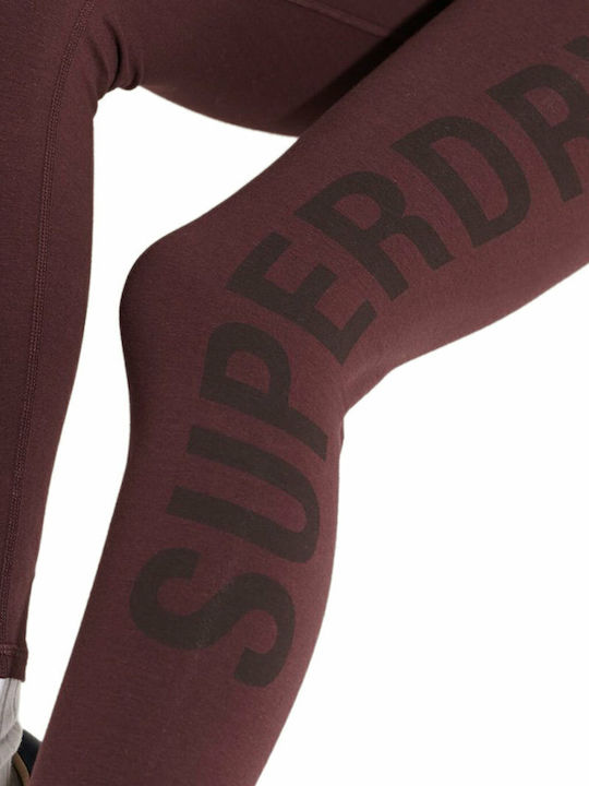 Women's Long Training Legging High Waisted Rich Deep Burgundy
