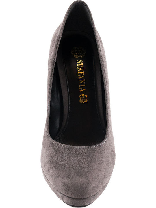 1024 Leder Pumps mit Chunky Hohem Absatz Braun