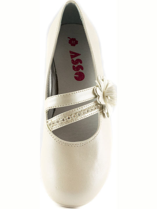 Kids Ballerinas 52588 with Hoop & Loop Closure White