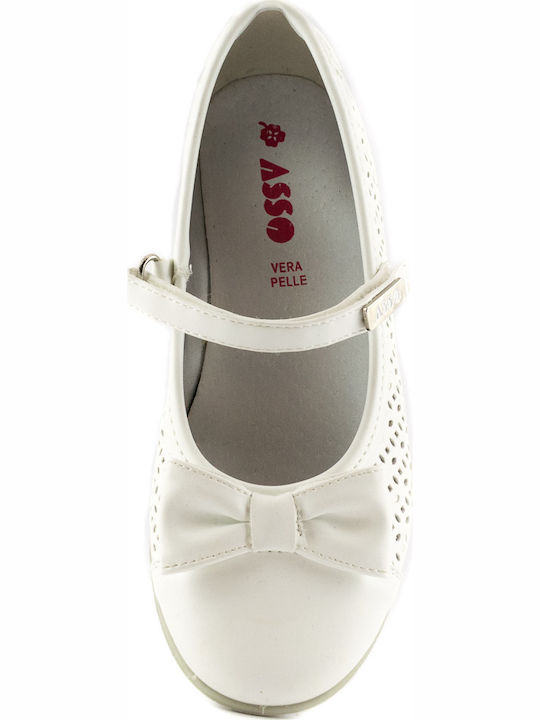 Kids Ballerinas 52573 with Hoop & Loop Closure White