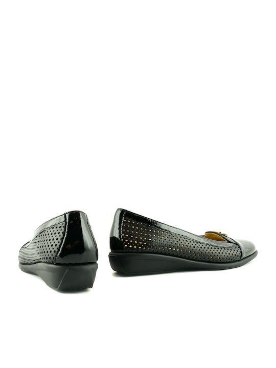 Leder Damen Loafers in Schwarz Farbe