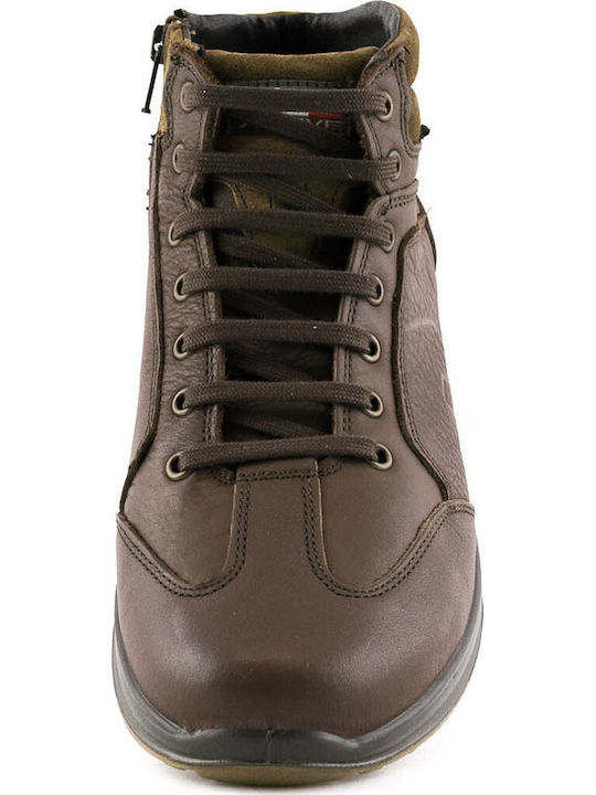 Leather Brown Men's Boots Anatomical with Zipper