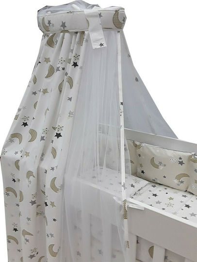 Beboulino Κουνουπιέρα Κούνιας Moon Stars από Τούλι Μπεζ 150x450εκ.