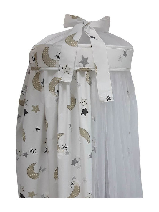 Beboulino Mosquito Net Crib Moon Stars Tulle 708-0708-1722 Beige 150x450cm